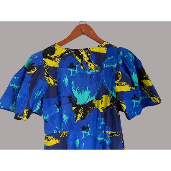 Christopher John Rogers V-Neck Maxi Dress With Flutter Sleeves & Bold Abstract P - Picture 7 of 9